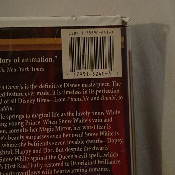 Walt Disney’s masterpiece Snow White and the Seven Dwarfs vhs in original case - Picture 4 of 9